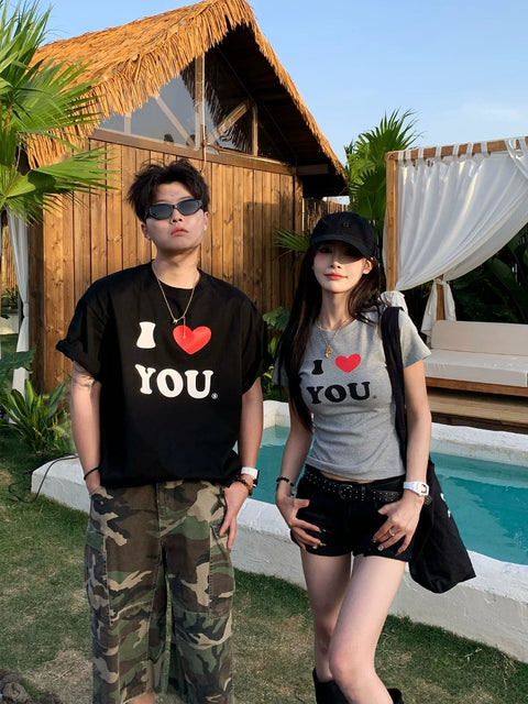 I LOVE YOU プリント ２サイズTシャツ