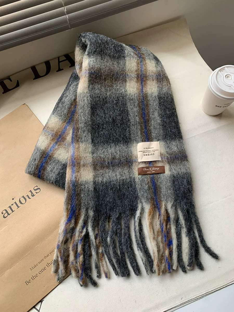 モヘアライクチェックマフラー