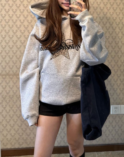 アメリカンデザインヒョウ柄スターパーカー