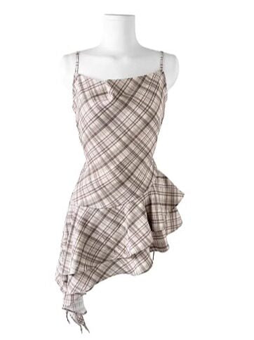 チェックフリルキャミソールドレス