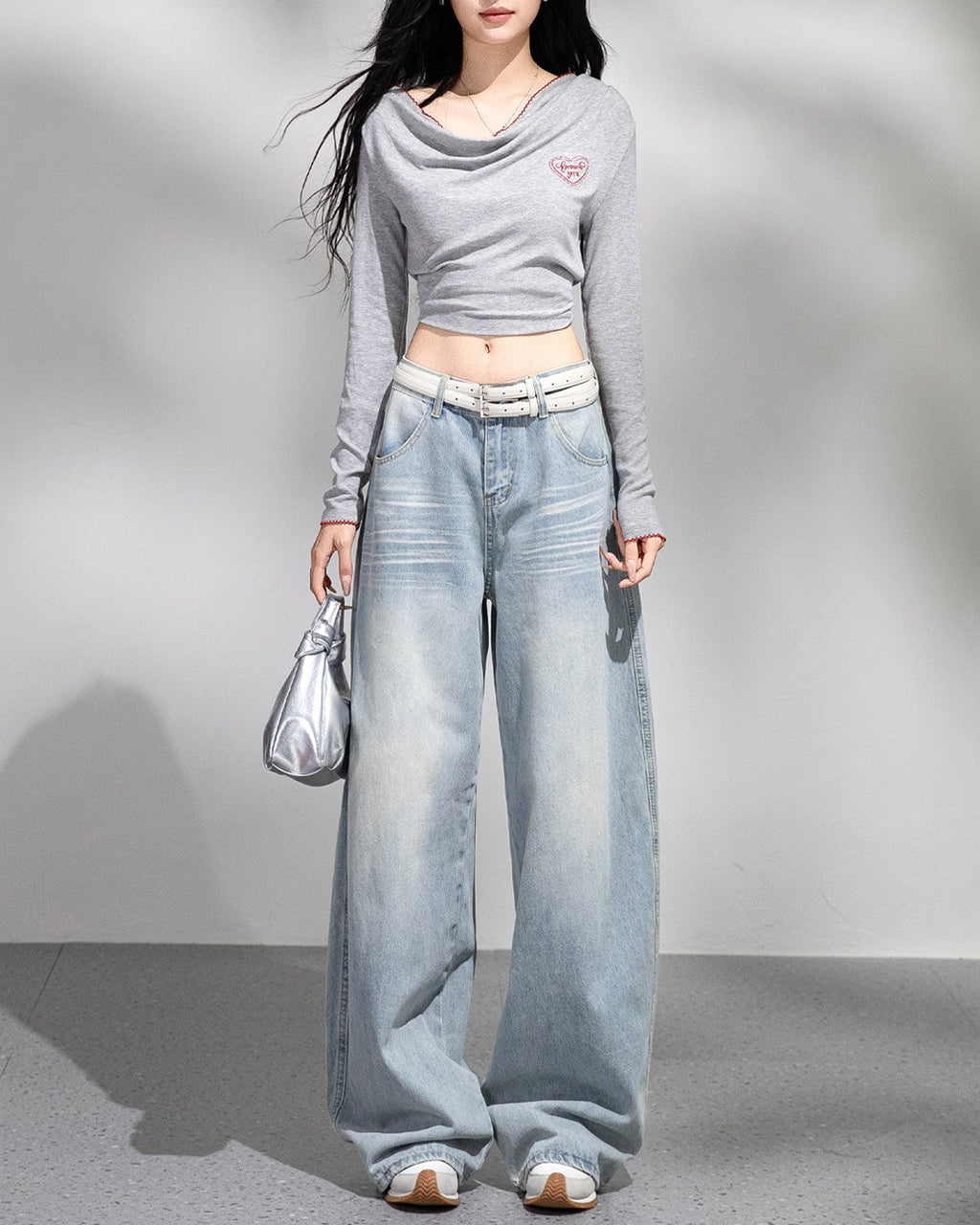 ヴィンテージワイドレッグドレープデニムパンツ