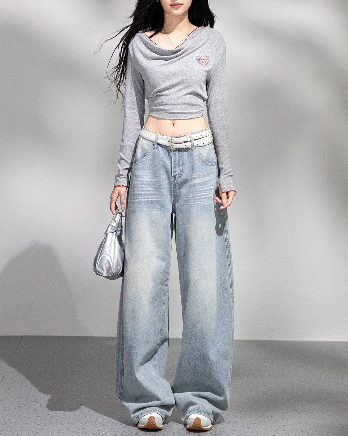 ヴィンテージワイドレッグドレープデニムパンツ