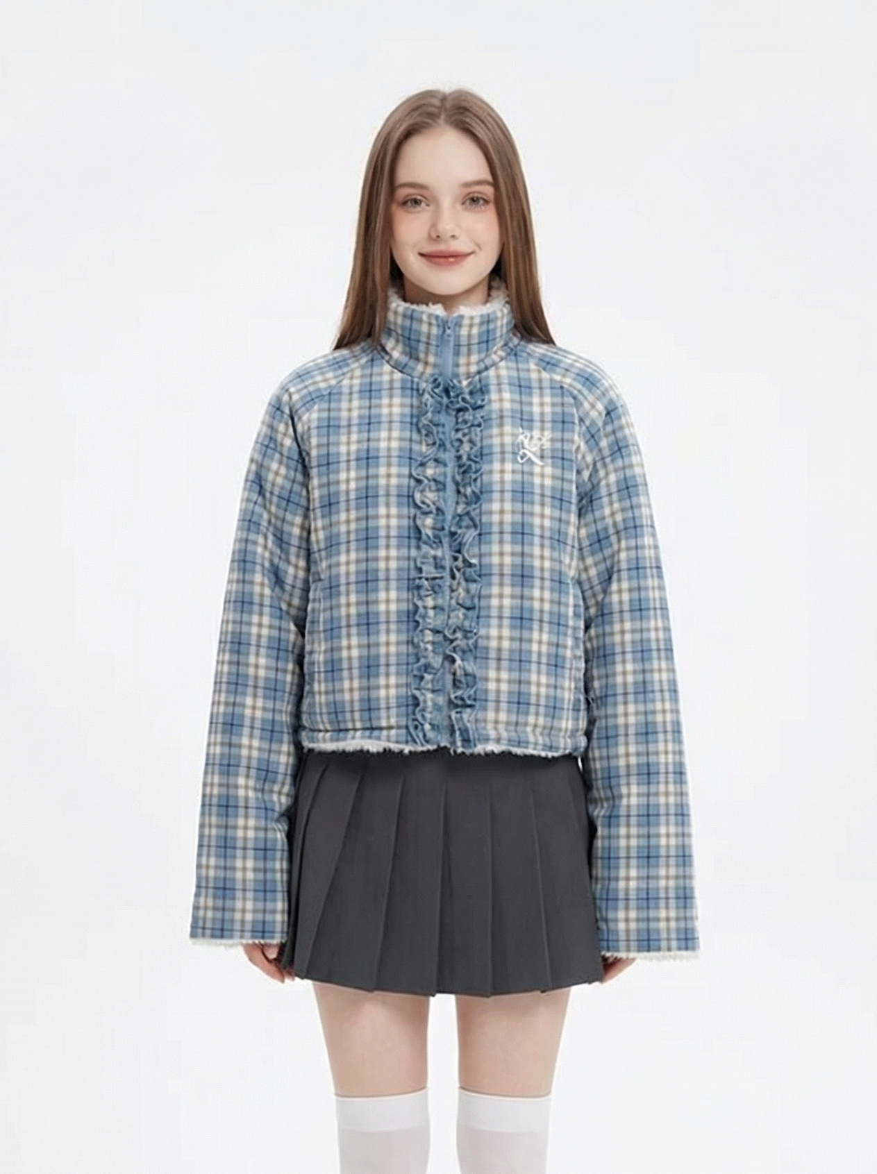 アメリカンフリルチェックリバーシブルジャケット
